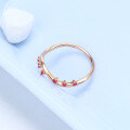 wholesale 9K Rose Gold Japanese Kawaii Wave Natural Ruby Tail Ring, Simple and Versatile Source Factory-0-1