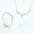 wholesale 9K Gold Japanese-style Light Luxury Fashion Jewelry, Big Dipper 12 Zodiac Necklace Choker Ring Set New Arrival-0-1
