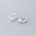 wholesale S925 Sterling Silver Snap Earrings for Women, Korean-style Sweetheart Four-Petal Flower with Crystal Accents, Four-Leaf Clover Dainty Ear Accessories G3682-0-2