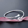 wholesale S990 Sterling Silver Ethnic-style Heart-shaped Key Adjustable Bangle for Women, Simple and Fashionable Love Pure Silver Bracelet Jewelry-0-3