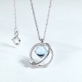 wholesale 925 Sterling Silver Japan Korea Classic Internet-famous Topaz Star Planet Necklace with Chain Pendant for Women, Cross-border Small Fresh Style-0-1