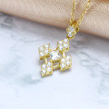 wholesale 9K Gold Japanese-Inspired Light Luxury VA Jewelry Rhombus Zircon Necklace, Elegant and Versatile Choker, Factory Direct-0-3