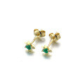 wholesale 9K gold jewelry dropshipping, mini red blue green spinel star earrings, Korean and Japanese style earrings-0-3