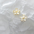 wholesale S925 Silver Narcissus Daisy Petal Ear Studs Small Fresh Five-Petal Flower Sweet Fairy Floral Earrings G3845-0-3