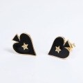 wholesale 925 Silver with Plated 9K Gold Minimalist, Poker Card Design Earrings for Women-0-1