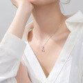 wholesale S925 silver necklace for women, Korean-style minimalist mermaid tail pendant with diamond accents, elegant and sweet collarbone chain D4388-0-3