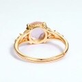 wholesale 9K Gold Plated S925 Silver Natural Pink Crystal Rose Quartz Luxury Flower Ring Japanese Mori Girl Student Colored Gemstone Jewelry-0-4