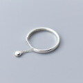 wholesale S925 Sterling Silver Korean Style Fashion Silver Bead Chain Adjustable Sweet Ring for Women J6057-0-2