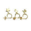wholesale 9K Gold Yili Light Luxury Super Unique Star Letter Earrings for Women, Elegant and Versatile Three-Piece Set, Available Individually-0-4