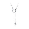 wholesale 925 Sterling Silver Minimalist Design Round Circle Necklace Women Korean Style Small Fresh Light Bead Y-Collar Bone Chain D5796-0-4