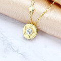 wholesale 9K Gold, The Little Prince Limited Edition, Baguette Round Pentagram White Topaz Starlight Necklace Collarbone Chain, Light Luxury Jewelry-0-1