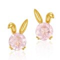 wholesale 925 Silver Plated 9K Gold Adorable Korean-style Little Rabbit Natural Rose Quartz Stud Earrings for Students and Influencers Wholesale Colored Gemstone Jewelry-0-5