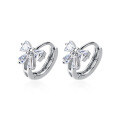 wholesale S925 silver earrings for women, Korean-style simple and sweet bow ear clips, fresh and youthful heart-shaped ear accessories G2575-0-4