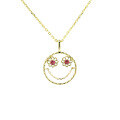 wholesale 9K Gold Japanese-style Light Jewelry Smile Earring and Necklace Set with Cute Flower, Star Eye, and Smile Pendant-0-4