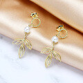 wholesale 9K/18K AU750 Japanese-style luxury women's jewelry pearl twist hoop earrings, available for wholesale-0-1