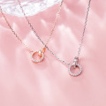 wholesale S925 silver necklace for women, Japanese and Korean style, minimalist and fresh, round ring with diamond inlay, trendy collarbone chain D5803-0-3