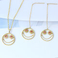 wholesale 9K Gold Japanese-style Light Jewelry Smile Earring and Necklace Set with Cute Flower, Star Eye, and Smile Pendant-0-1