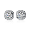 wholesale S925 Sterling Silver Women's Korean Style Simple and Stylish Full Diamond Square Stud Earrings Fresh and Elegant Ear Accessories G2420-0-4