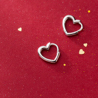 wholesale S925 silver heart-shaped ear clips for women, Korean and Japanese style, elegant and fashionable small ear hoops, ear cartilage earrings for women, G1631-s925 silver earrings rose gold>925 silver