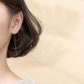 wholesale Sterling Silver S925 Ear Thread Women's Korean Version Minimalist Fresh T-Bar Ear Thread Fashion Elegant One-Long Line Earrings G2713-0-1