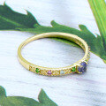wholesale [9K Gold] Japanese-style Light Jewelry Natural Colored Gemstone Iolite Ring for Women, Versatile Simple and Fresh Hand Accessory, Drop Shipping-0-1