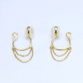 wholesale 9K Gold Japanese Minimalist Tassel Chain Ear Clip, No Piercing Earrings for Women, Direct from Manufacturer-0-1