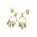 wholesale 9K gold jewelry new style retro minimalist blue spinel natural pearl earrings for women Bohemian fringe-0-5