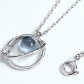 wholesale 925 Sterling Silver Japan Korea Classic Internet-famous Topaz Star Planet Necklace with Chain Pendant for Women, Cross-border Small Fresh Style-0-4