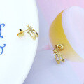 wholesale 9K Gold Trendy Accessories Ultra Gentle Japanese-style Ballet Flat Zircon Earrings for Women, Exquisite Ear Wholesale-0-1