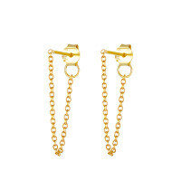 wholesale S925 Sterling Silver Minimalist Chain Back Ear Thread, An Ins-style Creative And Fashionable Earring-Gold