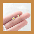 wholesale S925 silver cute fried egg earrings small and fun asymmetrical fork and knife ear studs G6140-0-0