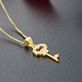 wholesale 925 Sterling Silver Women's Diamond-Embedded Key Necklace, Small Luxury Niche Design, Gold-Colored Zircon Pendant Collarbone Chain for Valentine's Day-0-2