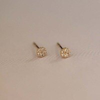 wholesale 14K Solid Gold Zircon Crown Palace Earrings for Women, Exquisite Korean Style-14K per piece