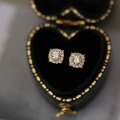 wholesale 9K Gold Glamorous Square Micro-Paved Full Zircon Mini Palace Style Korean Earrings-0-1