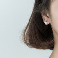 wholesale S925 Sterling Silver Fashion Korean Style Small Hoop Earrings with Simple and Elegant Double-Layer Hollow Clasp Trendy Eardrop E1386-0-3