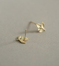 wholesale Metal 9K gold leaf earrings, minimalist and versatile for daily wear, forest-style earrings for women-0-2