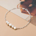 wholesale S925 Silver Korean Style Baroque Pearl Bracelet Simple Oval Interlocking Hand Jewelry S3977-0-3
