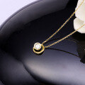 wholesale 9K Gold Moon Diamond Necklace Women's Ins Minimalist Light Luxury Pendant Chain Wholesale-0-3