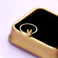 wholesale 9K Gold Ins Girly Cute Long-Ear Rabbit Zircon Ring Women, Simple and Versatile Small Animal Jewelry-0-3