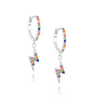 wholesale S925 Sterling Silver Hot-Selling Colorful Diamond Lightning Earrings for Women,-platinum