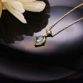 wholesale 9K gold Japanese new dreamy cosmic abalone shell crystal double-layer stone necklace, trendy fashionable iridescent collarbone chain-0-1