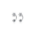 wholesale S925 Sterling Silver U-Shaped Earrings Summer Fresh and Elegant Diamond-Encrusted Flower Screw Light Bead Petal Earrings G6704-0-4