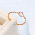 wholesale 9K Rose Gold New Ring Simple Pink Crystal Open Ring for Attracting Romance and Gift for Best Friend-0-1