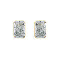 wholesale 9K Gold Japanese-style Jewelry Rectangular Natural Green Rutilated Quartz Earrings for Women, Creative and Unique Autumn New Arrival Stud Earrings-0-4