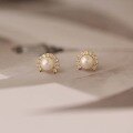 wholesale 9K Gold Korean-style Pure Natural Freshwater Pearl Court-Set Zircon Earrings Fashion Retro Elegant-0-1