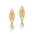 wholesale S925 Sterling Silver Japanese-style Light Luxury Hollow Retro Floral Pearl Earrings for Fashion Wholesale-0-5