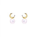 wholesale 9K Gold Japanese Light Luxury Jewelry Small Crescent Romantic Star and Moon Freshwater Pearl Earrings Women's Moon Earrings Simple and Versatile-0-4