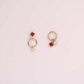 wholesale 9K Solid Gold Asymmetric Irregular Hoop with Small Zircon Stud Earrings, Retro Style for Women-0-0