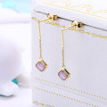 wholesale 9K Gold Japanese-style Light Jewelry New Design Colorful Princess-Cut Amethyst Tassel Earrings for Women, High-End Elegance Ear Drops-0-3
