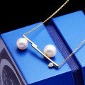 wholesale 9K Gold Classic Elegant Balance Beam Series Natural Pearl Necklace Simple New Style Choker Wholesale-0-1